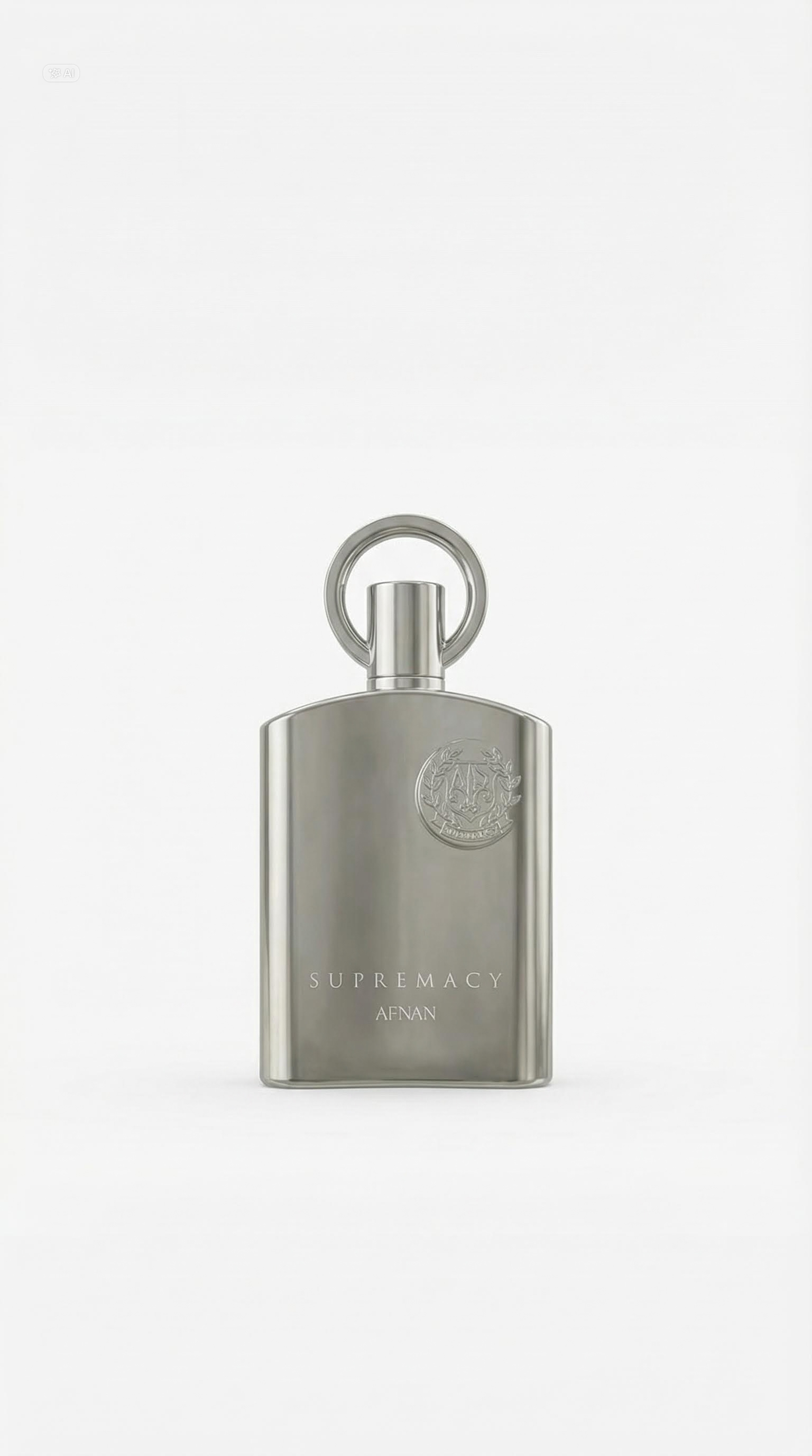 Silver Supremacy Afnan bottle shaped like a flask with ring cap